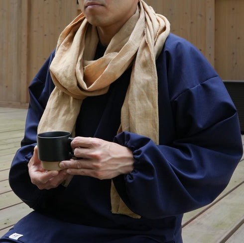 百日紅(サルスベリ)・草木染めリネンストール