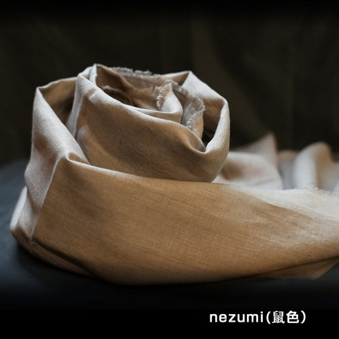 百日紅(サルスベリ)・草木染めリネンストール