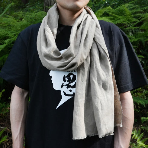 百日紅(サルスベリ)・草木染めリネンストール